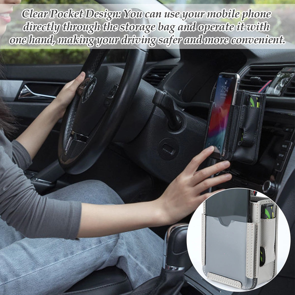 Car Pocket Air Vent Outlet Phone Mount Holder Hanging Storage