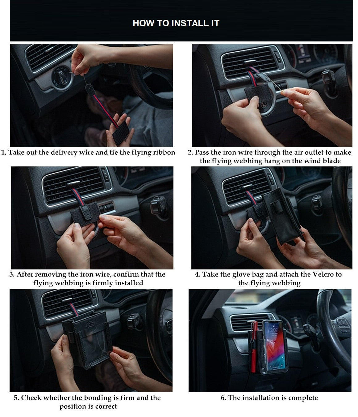 Car Pocket Air Vent Outlet Phone Mount Holder Hanging Storage