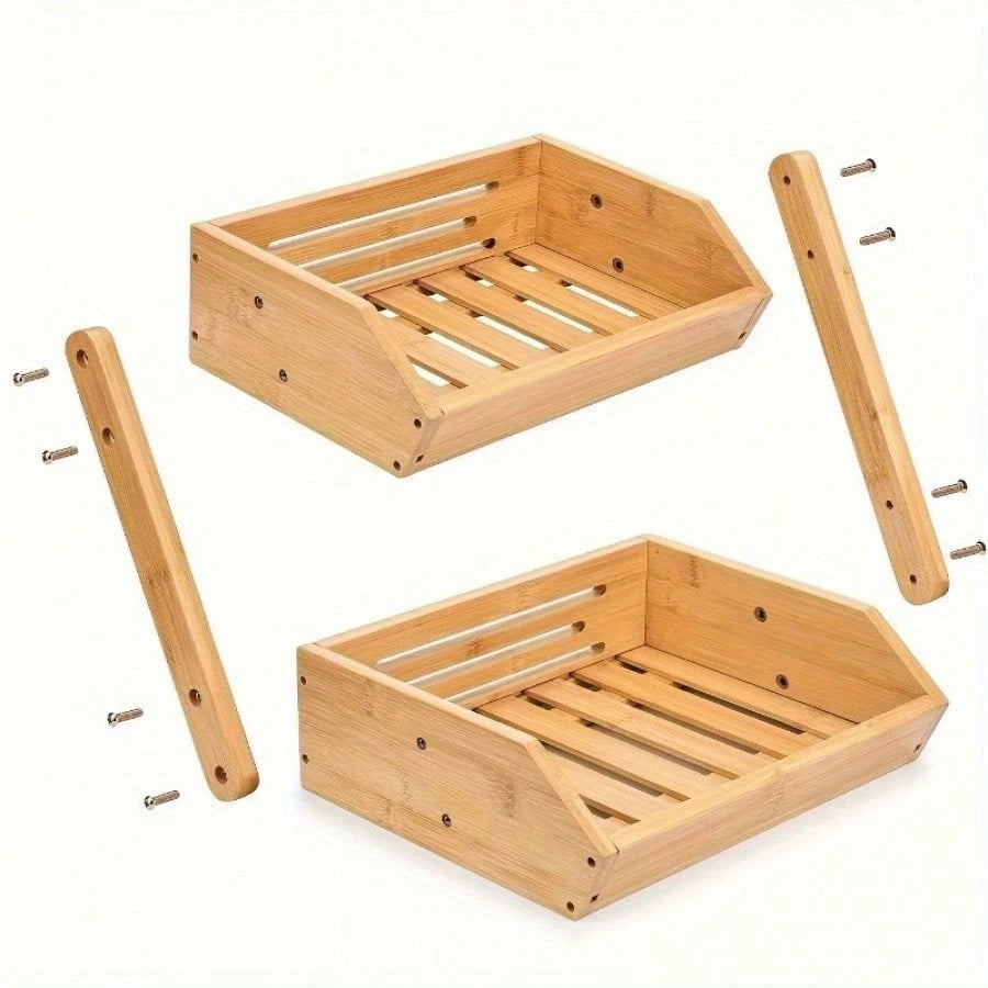 Bamboo Fruit Vegetable Basket 2/3 Tier Kitchen Storage Rack Organiser