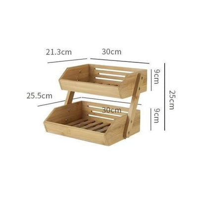 Bamboo Fruit Vegetable Basket 2/3 Tier Kitchen Storage Rack Organiser