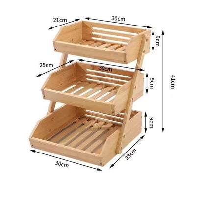 Bamboo Fruit Vegetable Basket 2/3 Tier Kitchen Storage Rack Organiser