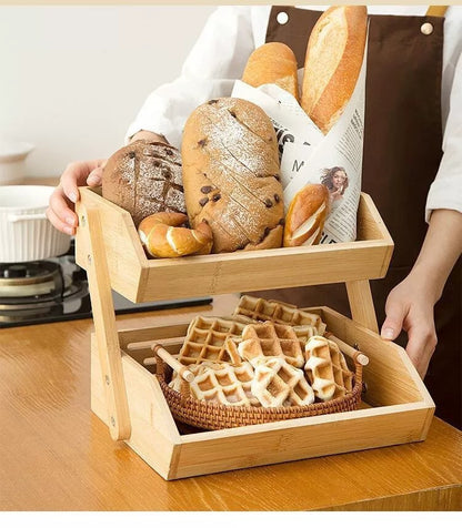Bamboo Fruit Vegetable Basket 2/3 Tier Kitchen Storage Rack Organiser