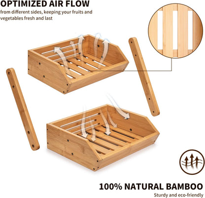 Bamboo Fruit Vegetable Basket 2/3 Tier Kitchen Storage Rack Organiser