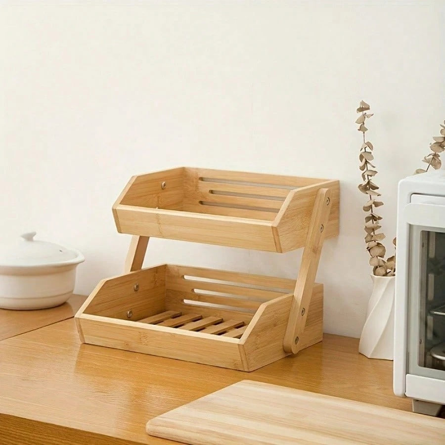 Bamboo Fruit Vegetable Basket 2/3 Tier Kitchen Storage Rack Organiser