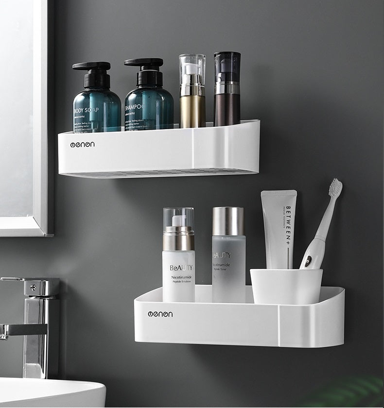 Drill-free Wall Mount Bathroom Shelf Organizer Storage Rack - Grey