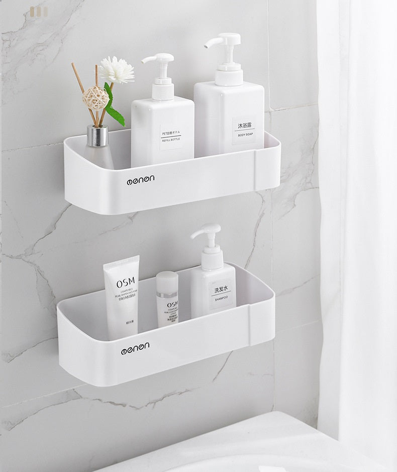 Drill-free Wall Mount Bathroom Shelf Organizer Storage Rack - Grey
