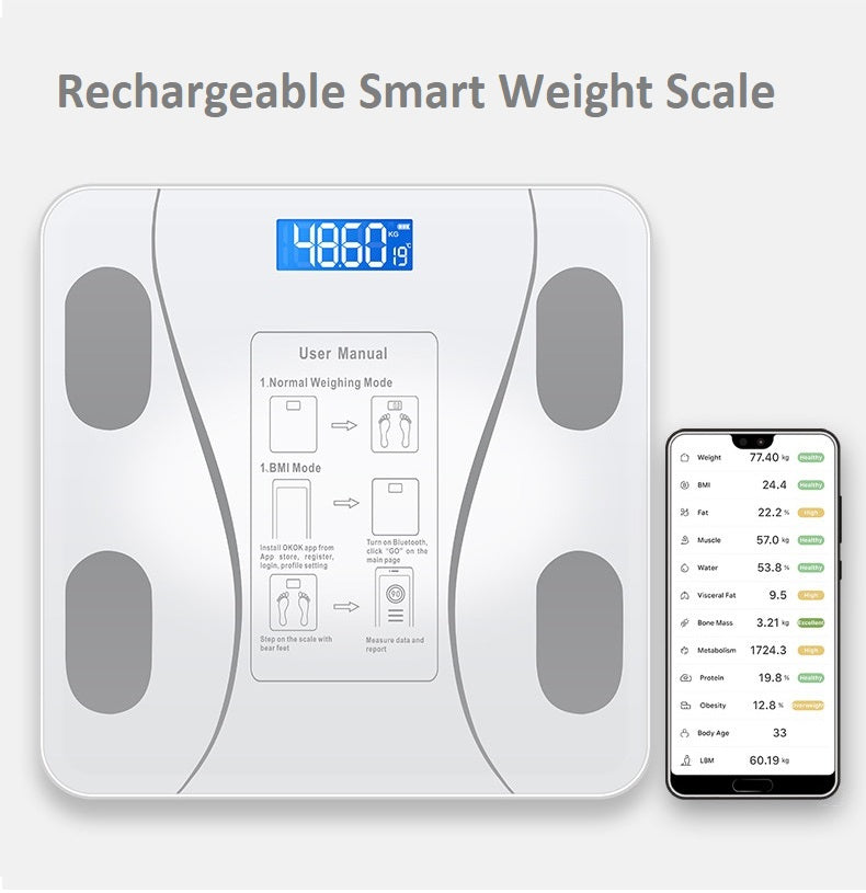 Rechargeable Bluetooth Body Analysis Scale BMI Scale