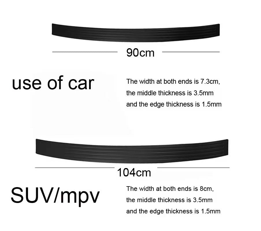 Universal Car boot Sill Plate Protector Rear Bumper Guard Rubber Mouldings Pad 90cm or 104cm