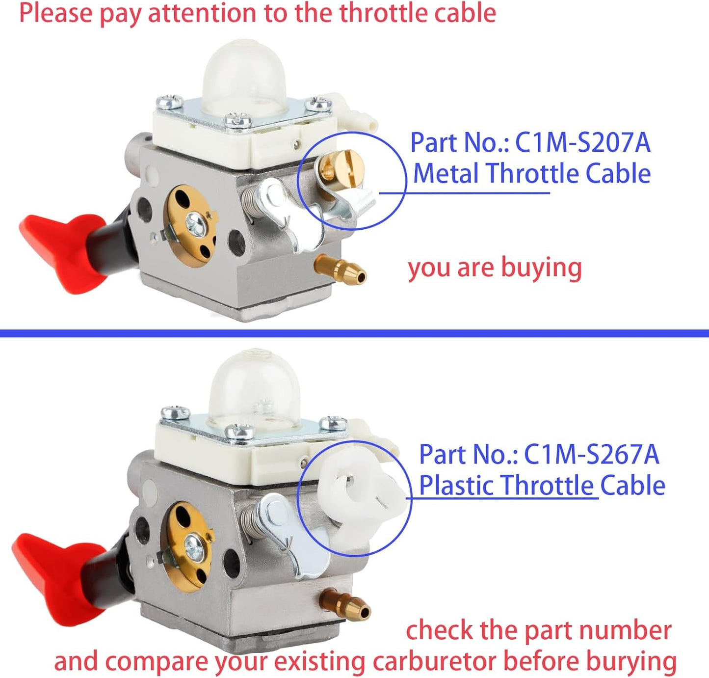 Carburetor C1M-S207A for Stihl FS56RC FS56 FS70C KM56RC 4144-120-0603 Metal Throttle