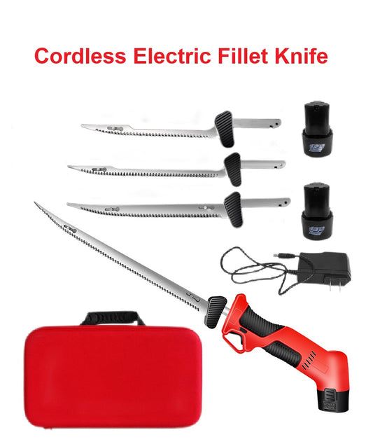 Cordless Electric Fillet Knife Kit with 4 Blades and 2 Batteries