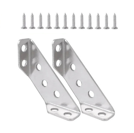 2 Sets Stainless Steel Corner Braces with 12 Screws