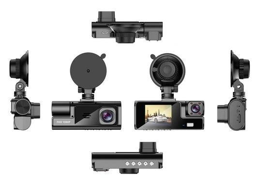 3 Cameras Dashcam(Front, Inside, Rear) 1080P FHD