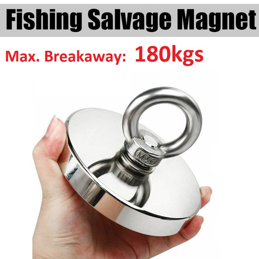 75mm Fishing Magnet with Ring - Maximum breakaway force 180kgs