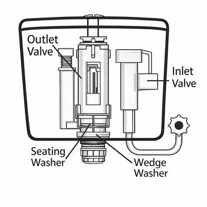 Flat gasket / Seating Washer for Geberit-style flush valve for exposed and concealed cistern