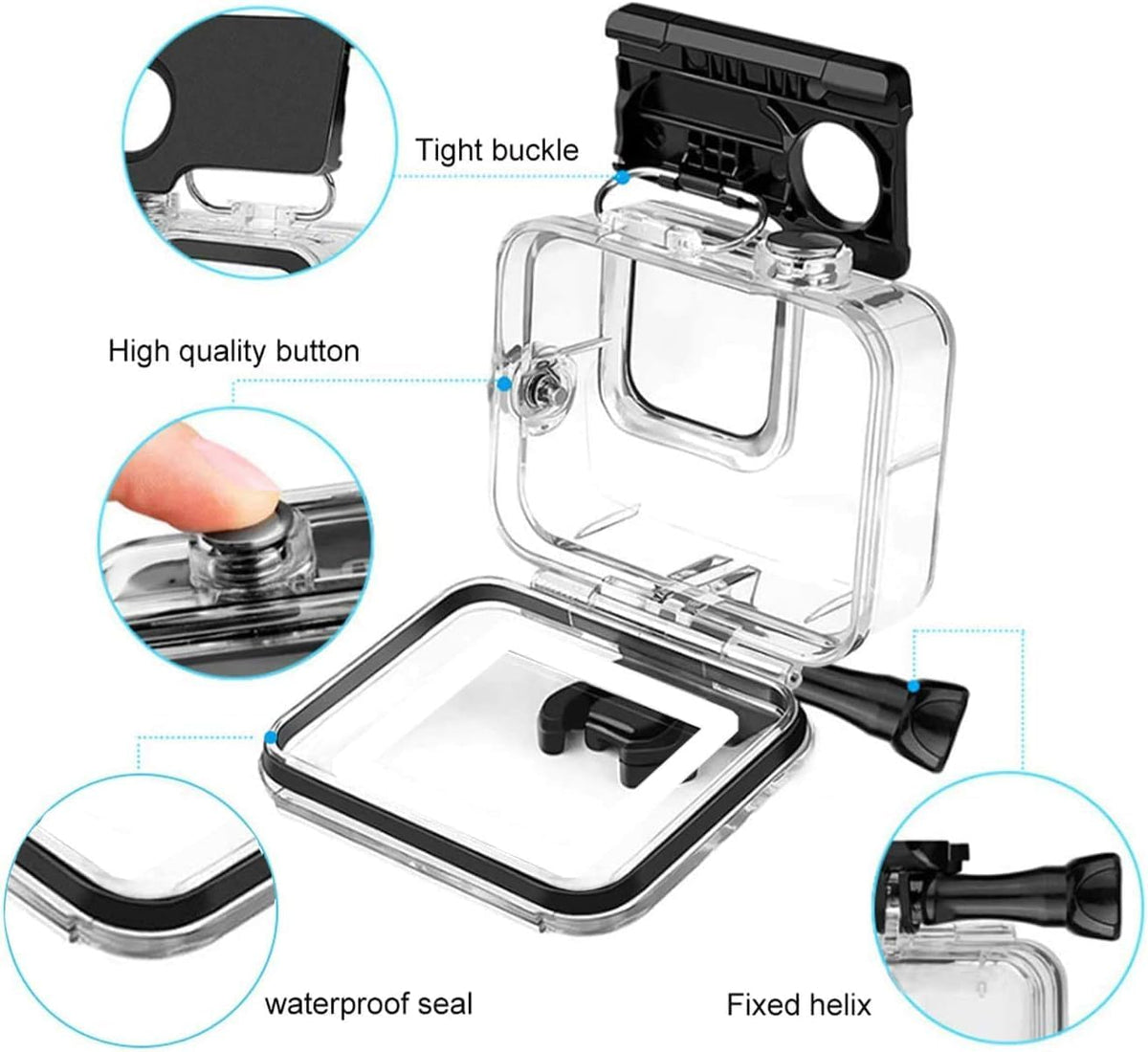 GoPro 45m waterproof protective housing case for Hero 9/10/11/12/13 Bl ...