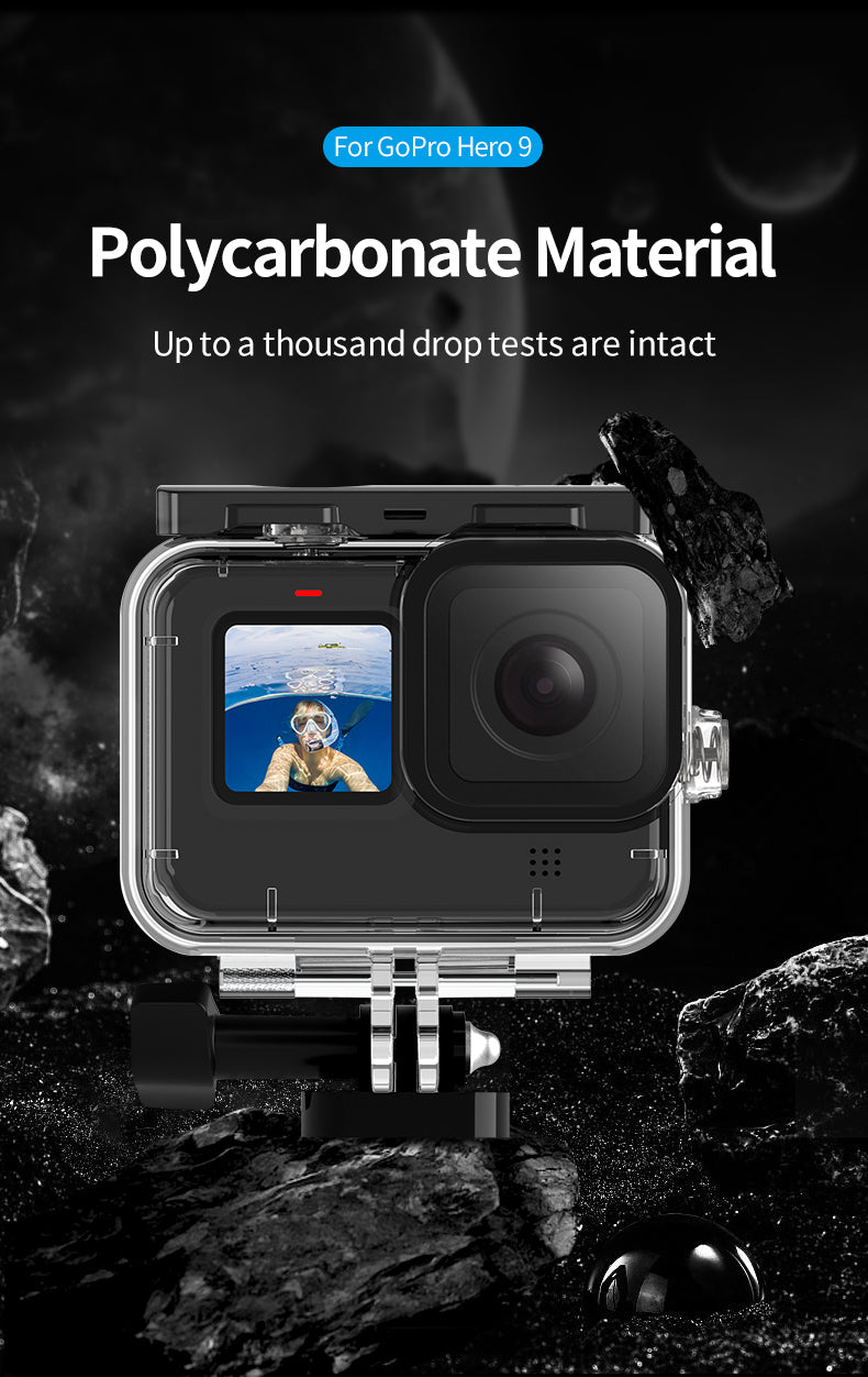 Telesin Brand GoPro 45m waterproof protective housing case for Hero 9/10/11/12 black