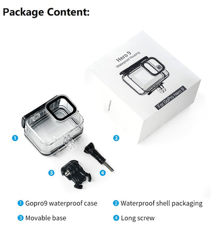 Telesin Brand GoPro 45m waterproof protective housing case for Hero 9/10/11/12 black