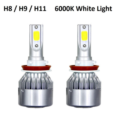 LED Headlight Bulb 6000K White H8/H9/H11 36W 3800LM With Cooling Fan