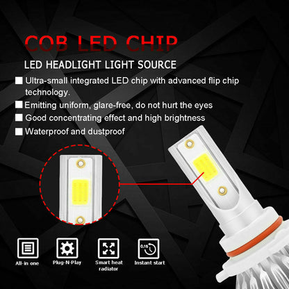 LED Headlight Bulb 6000K White H8/H9/H11 36W 3800LM With Cooling Fan