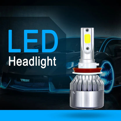 LED Headlight Bulb 6000K White H8/H9/H11 36W 3800LM With Cooling Fan