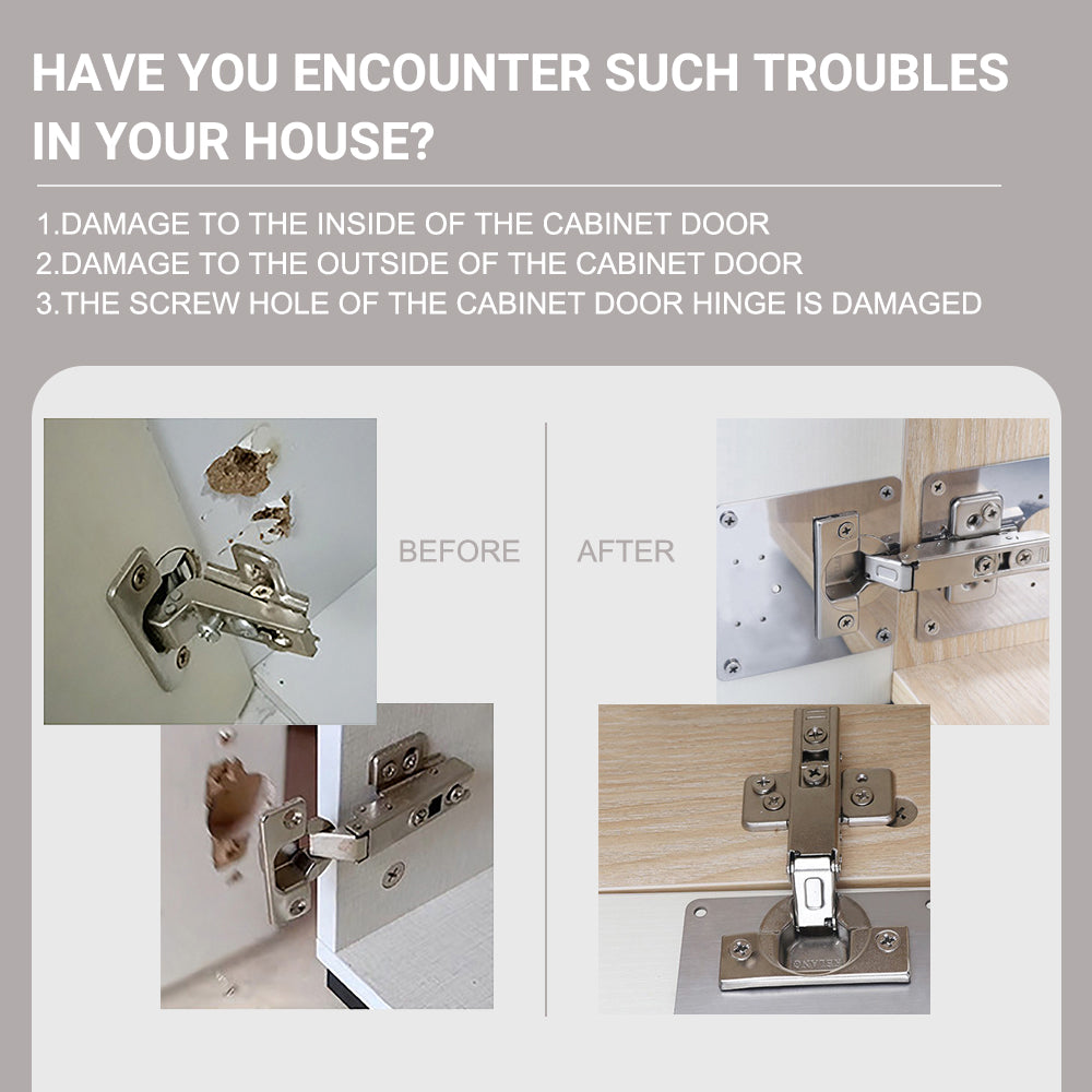 Cabinet Door Hinge Repair Plate with screws