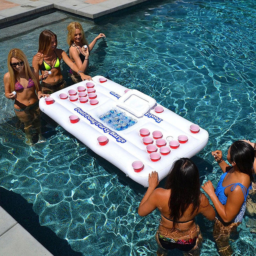 Inflatable pool table with 28 cup holder and ice trough