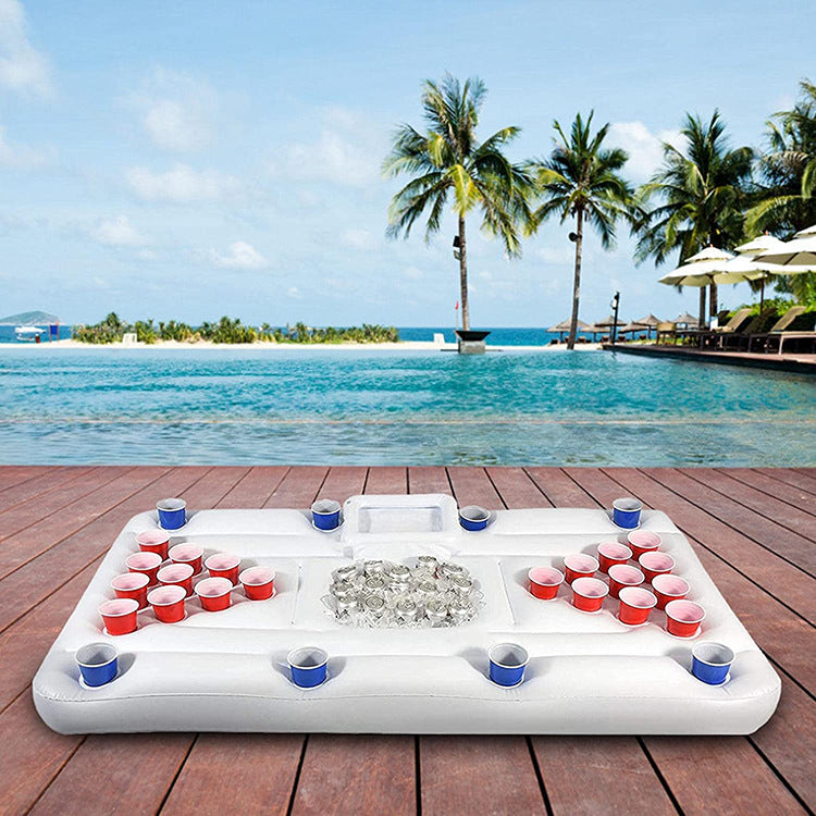 Inflatable pool table with 28 cup holder and ice trough