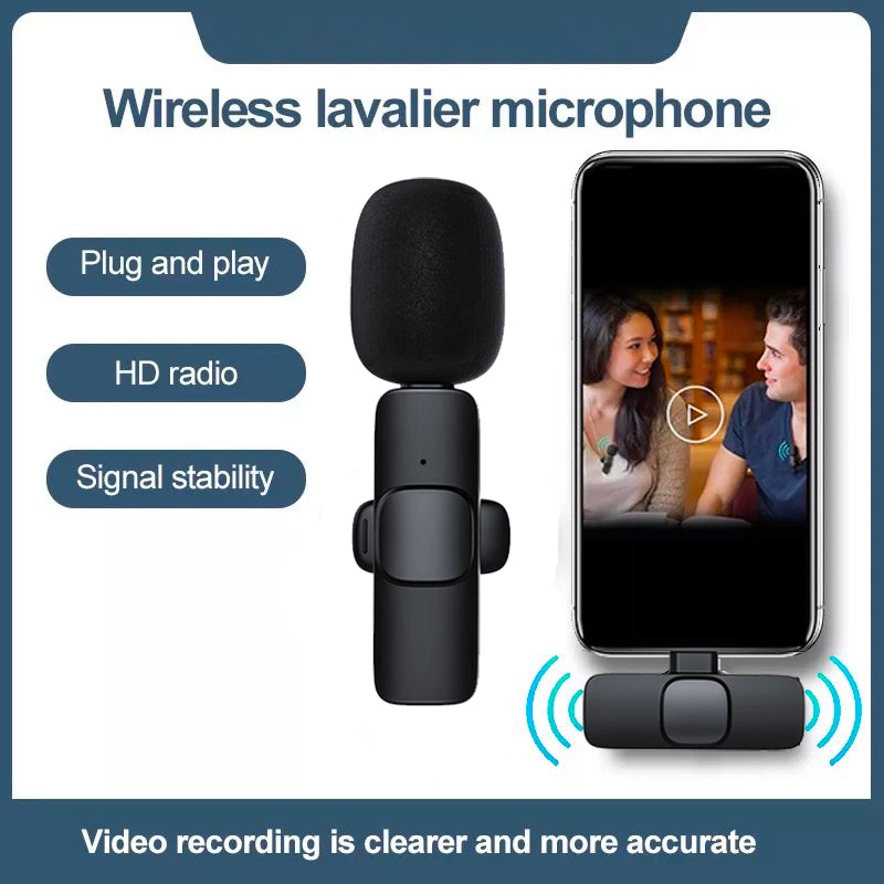 Wireless Lavalier Live Broadcast Microphone Portable Mini Mic for iPhone/Android
