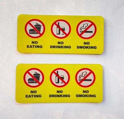 1 pair UV proof No Eating/No Drinking/No Smoking Warning Sign Magnetic Stickers for Rideshare/Taxi