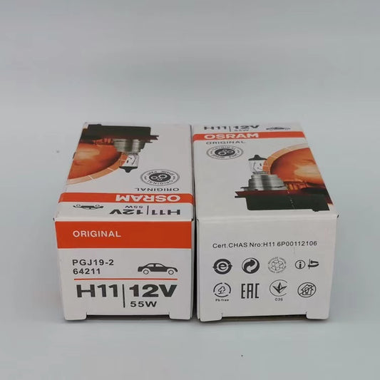 Germany made Osram Halogen Globe headlight bulbs - H11, 12V, 55W, 64211