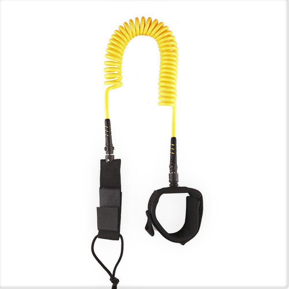 3m/10feet long 7mm diameter SUP Leash Coiled Ankle Leash  - Yellow
