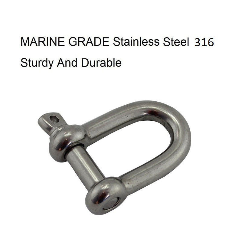 8mm Marine Grade Stainless Steel 316 D Shackle