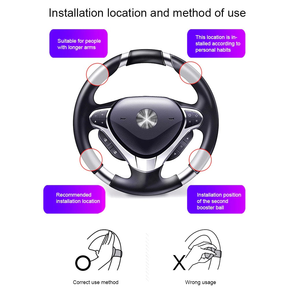 360 Degree Rotation Steering Wheel Spinner Knob Booster