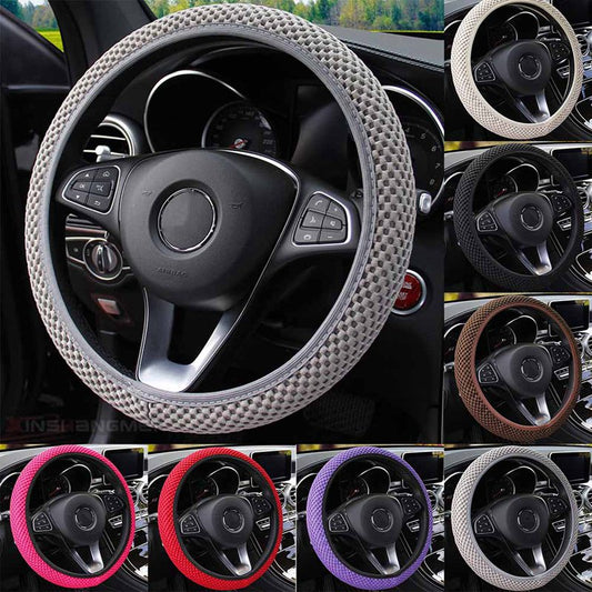 38CM Diameter Universal Steering Wheel Cover Red/Grey/Black
