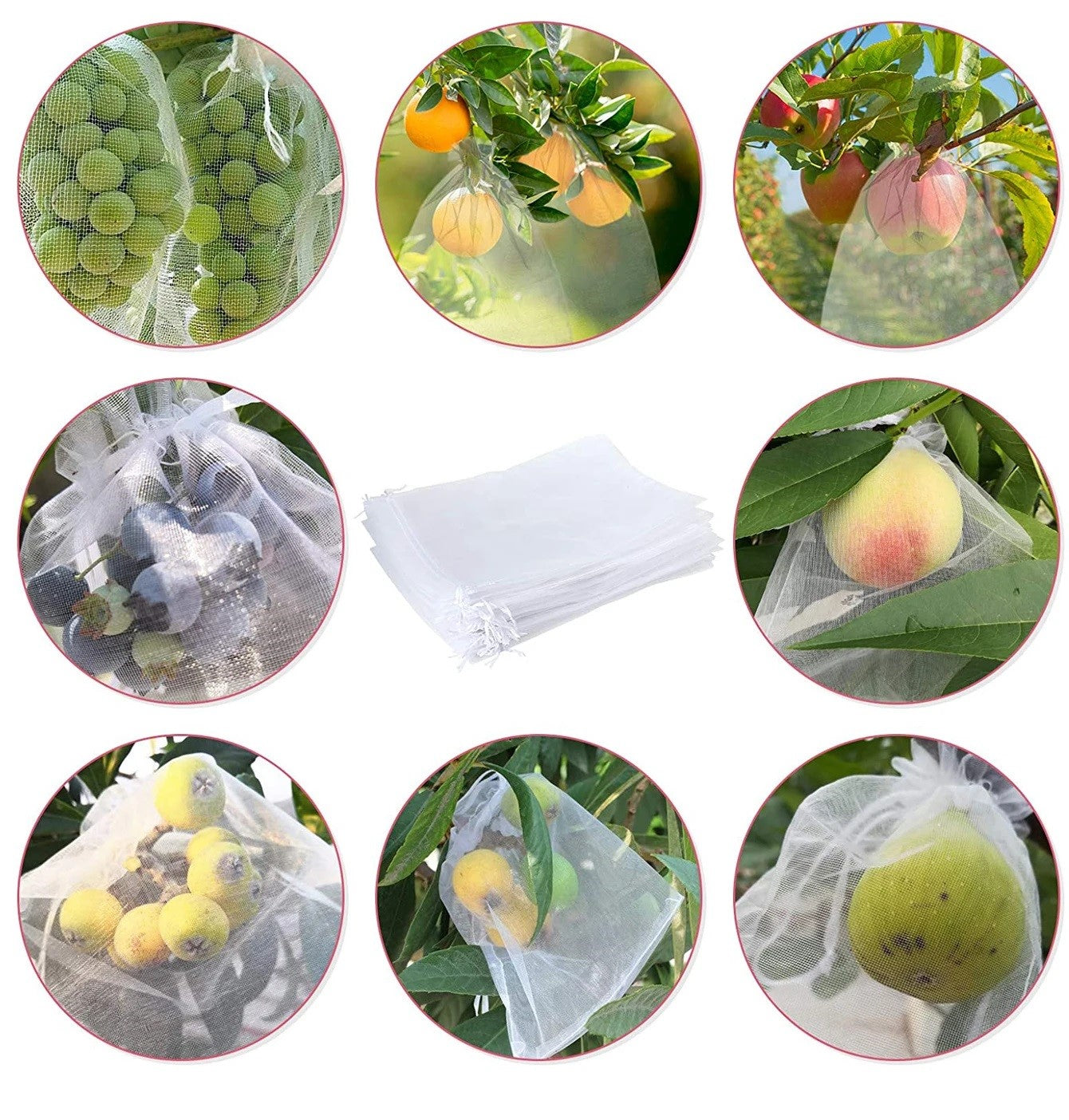 20pcs Fruit Protection Bags Anti-Bird Netting Strawberry Figs Grapes Mesh Bag