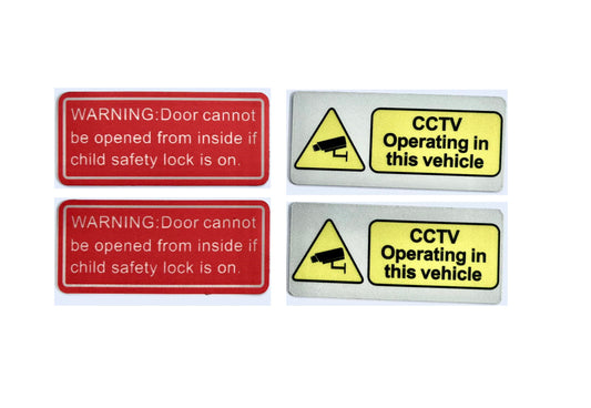 UV proof Child Lock + CCTV/Camera Warning Sign Magnetic Sticker for Uber/Taxi