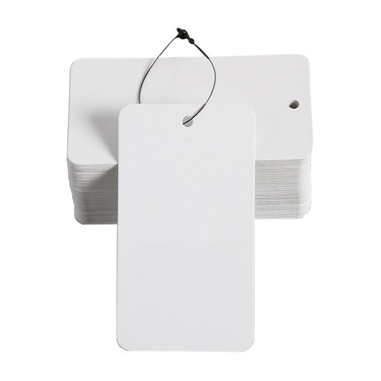 9x5cm White Paper Tags with Plastic Self-Locking Tag Fastener Pack of 50
